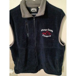 Orange County Choppers Black Fleece Vest Mens Large Full Zip Motorcycle Logo